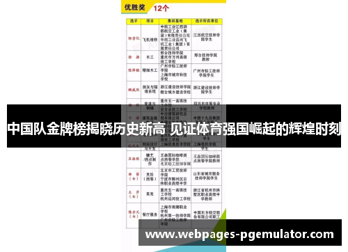中国队金牌榜揭晓历史新高 见证体育强国崛起的辉煌时刻