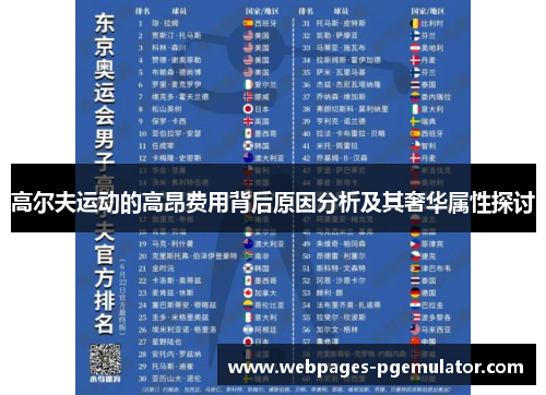 高尔夫运动的高昂费用背后原因分析及其奢华属性探讨